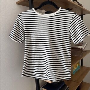 Striped Short-Sleeve Crewneck T-Shirt - Black and White